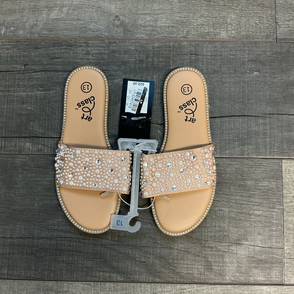 Art Class Tan Beaded Kids Sandals